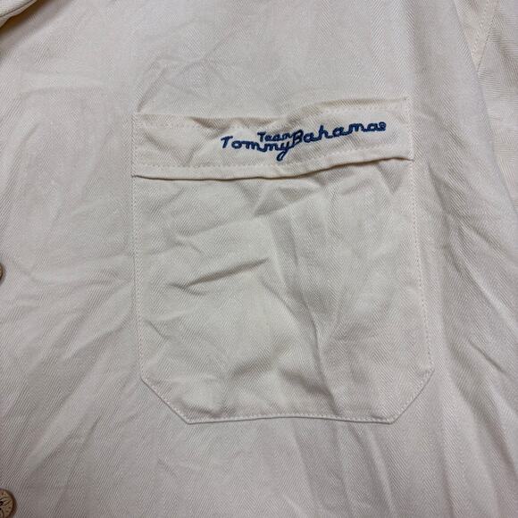 Tommy Bahama Silk Billard Short Sleeve‎ Button Up Men’s XL Color Cream - Picture 2 of 7